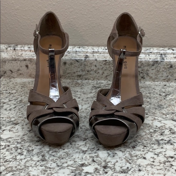 Madden Girl Shoes - Madden Girl Taupe and Silver high heel sandals